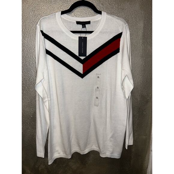 Tommy Hilfiger Ivy Retro Sweater White Red Black XL Women’s Pullover NWT - Picture 9 of 10